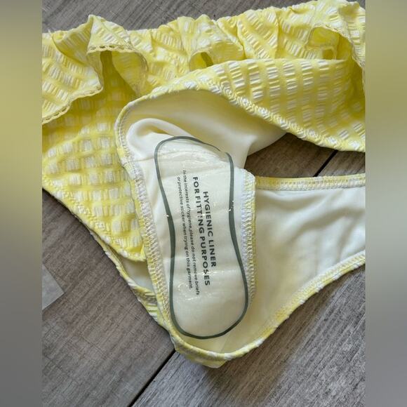 NEW $185 Jonathan simkhai lemonade yellow white gingham bikini bottoms sz large - Picture 4 of 7